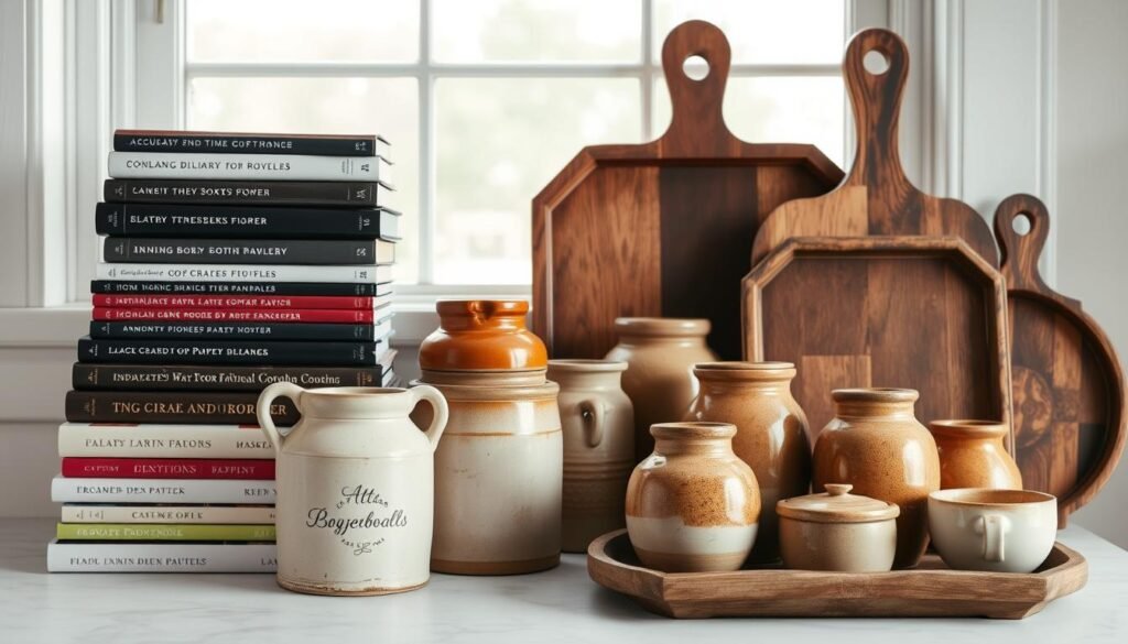 cookbooks crocks and trays