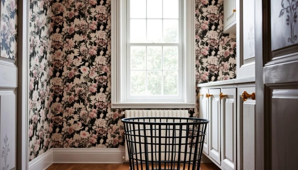 floral wallpaper laundry