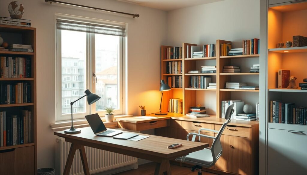 teenage boy study space ideas corner desk setup