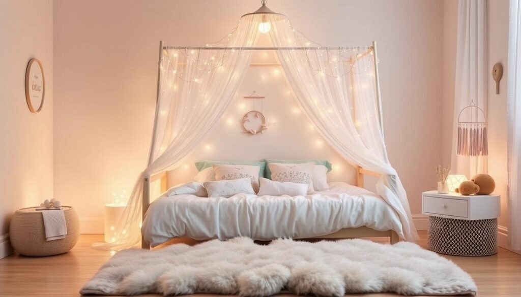 twinkle light canopy bed